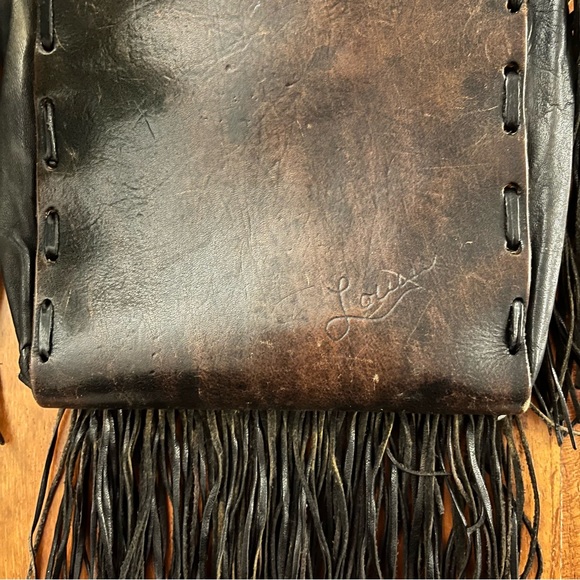 Vintage Boho Western Festival Brown Leather Cross Body Bag with Fringes. - Picture 5 of 11